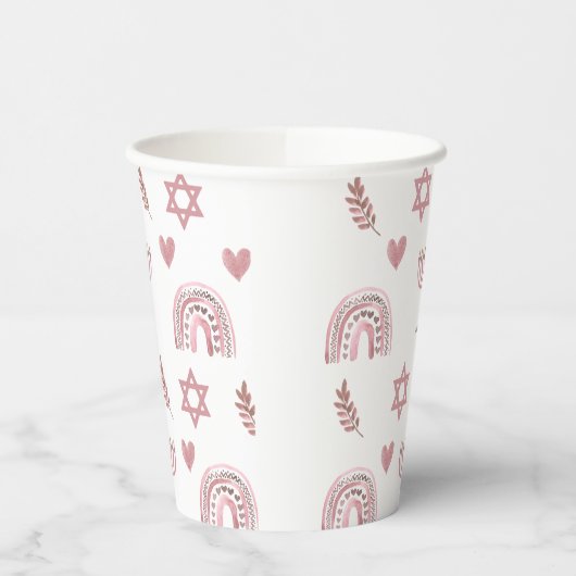 Gobelets En Papier Etoile rose de David Hanoukka (Gauche)