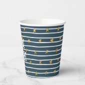 Gobelets En Papier Etoiles Bleues Bleues Or (Gauche)