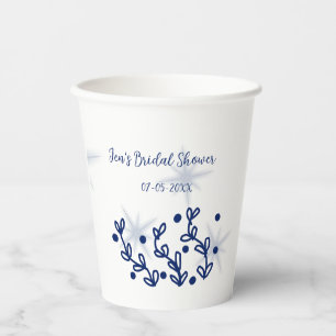 Gobelets En Papier Étoiles bleues feuilles royale luxueuse baby showe