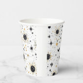 Gobelets En Papier Étoiles célestes de soleil céleste noir et or (Droite)