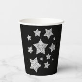 Gobelets En Papier Étoiles d'argent parkly Noël vacances noires (Verso)