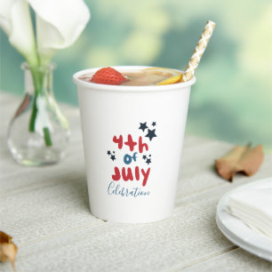 Gobelets En Papier Étoiles de BBQ de la fête du 4 juillet en lettrage