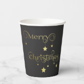 Gobelets En Papier Etoiles de Noël Joyeux Or Précieux (Verso)