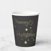 Gobelets En Papier Etoiles de Noël Joyeux Or Précieux (Recto)