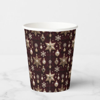 Gobelets En Papier Étoiles de Noël Vintage Élégance d'Ornement de Fêt