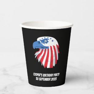 Gobelets En Papier Étoiles et rayures Bald Eagle.Nom de la Personnali