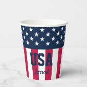 Gobelets En Papier Étoiles et rayures rouge blanc bleu (Verso)