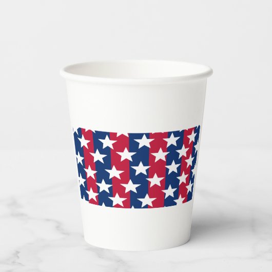Gobelets En Papier Étoiles et rayures rouges, blanches et bleues 4 ju (Verso)