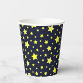 Gobelets En Papier Etoiles jaunes et Motif bleu foncé (Recto)