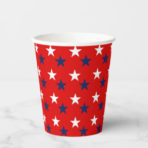 Gobelets En Papier Étoiles Motifs patriotiques en rouge