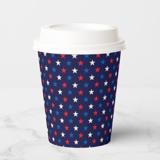 Gobelets En Papier Étoiles Rouges Blanches Et Bleues (Recto)
