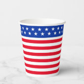 Gobelets En Papier Étoiles sur Bleu & Rouge Blanc rayé (Verso)