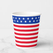 Gobelets En Papier Étoiles sur Bleu & Rouge Blanc rayé (Recto)