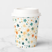 Gobelets En Papier Étoiles Tangerines Turquoise (Verso)