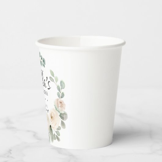 Gobelets En Papier Eucalyptus Blanc Floral Quinceanera Merci (Gauche)