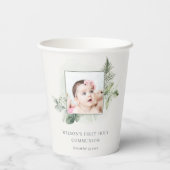 Gobelets En Papier Eucalyptus Fern Foliage Photo Première Communion S (Verso)