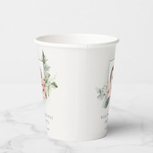 Gobelets En Papier Eucalyptus Fern Foliage Photo Première Communion S (Droite)