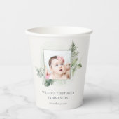 Gobelets En Papier Eucalyptus Fern Foliage Photo Première Communion S (Recto)