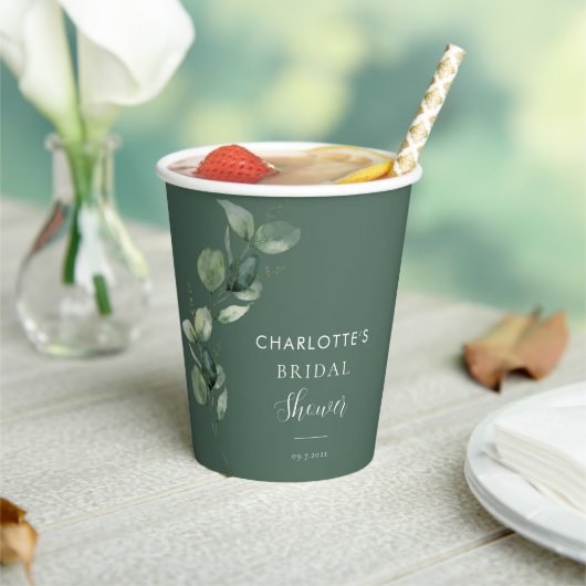 Gobelets En Papier Eucalyptus Fête des mariées de feuillage (Insitu)