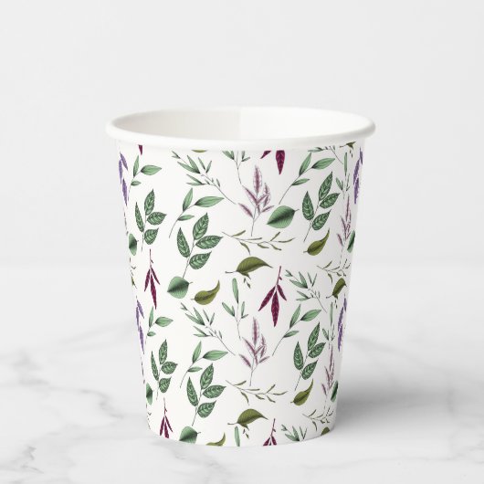 Gobelets En Papier Éucalyptus feuille boho violet vert feuille fougèr (Gauche)