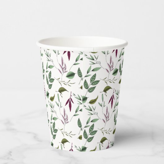 Gobelets En Papier Éucalyptus feuille boho violet vert feuille fougèr (Droite)