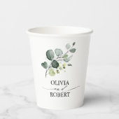 Gobelets En Papier Eucalyptus Feuille verdure Élégant minimaliste (Verso)