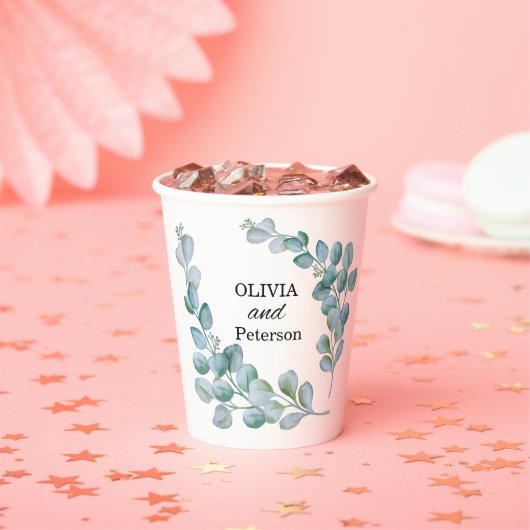 Gobelets En Papier Eucalyptus greenary wedding paper cop (Insitu)