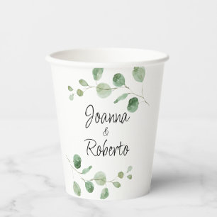 Gobelets En Papier Éucalyptus minimaliste classique Mariage formel