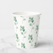 Gobelets En Papier Eucalyptus Motif vert (Verso)