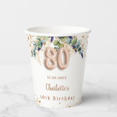 Gobelets En Papier Eucalyptus nom de la parties scintillant 80e anniv (Recto)