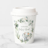 Gobelets En Papier eucalyptus sauge vert mignon baby shower d'éléphan (Verso)