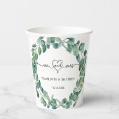 Gobelets En Papier Eucalyptus verdure m mme coeur mariage (Recto)