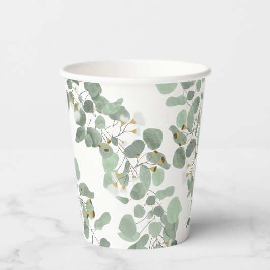 Gobelets En Papier Eucalyptus Vert Argent Dollar Gum Blossoms (Verso)