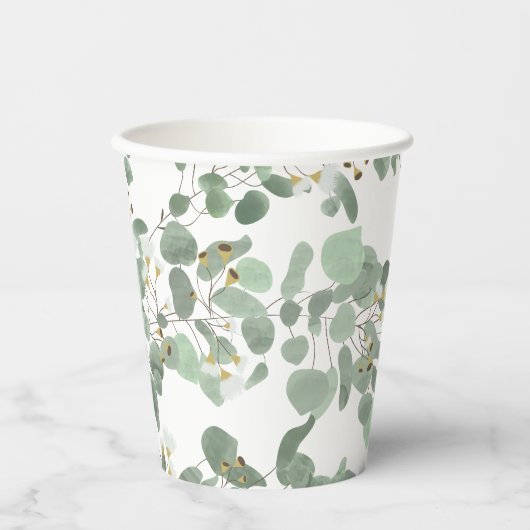 Gobelets En Papier Eucalyptus Vert Argent Dollar Gum Blossoms (Recto)