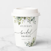 Gobelets En Papier Eucalyptus vert Fête des mariées florale (Verso)