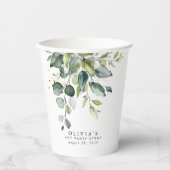 Gobelets En Papier Eucalyptus Vert Feuille Aquarelle (Recto)