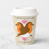 Gobelets En Papier Europe Robins Lovebirds Chaque année Anniversaire (Verso)