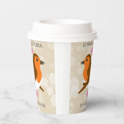 Gobelets En Papier Europe Robins Lovebirds Chaque année Anniversaire (Droite)