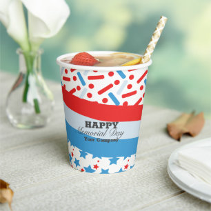 Gobelets En Papier Événement de la fête du Memorial Day avec paillett