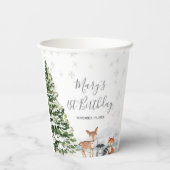 Gobelets En Papier Evergreen Animal Winter Onederland Birthday (Verso)