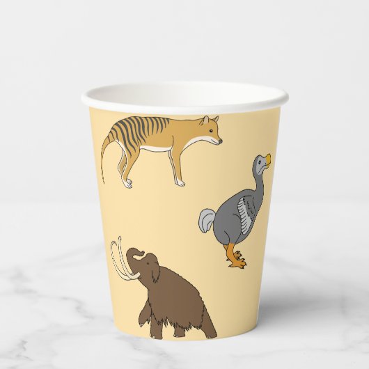 Gobelets En Papier Extinct Animals  (Verso)