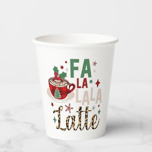 Gobelets En Papier Fa Fa La La Latte Drôle de Noël Santa Xmas