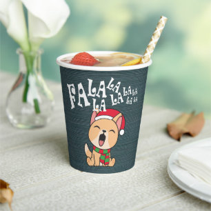 Gobelets En Papier Fa La La La La Christmas Chant Chien   Coupe du pa