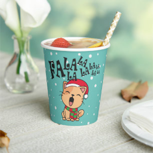 Gobelets En Papier Fa La La La La Christmas Chant de chat   Coupe du 