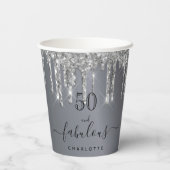 Gobelets En Papier Fabuleux anniversaire argent nom parties scintilla (Verso)