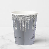 Gobelets En Papier Fabuleux anniversaire argent nom parties scintilla (Droite)