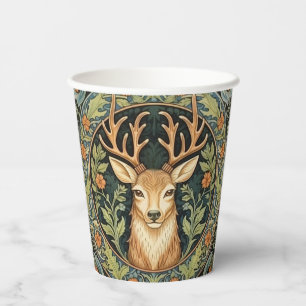 Gobelets En Papier Face de cerf au design vintage floral