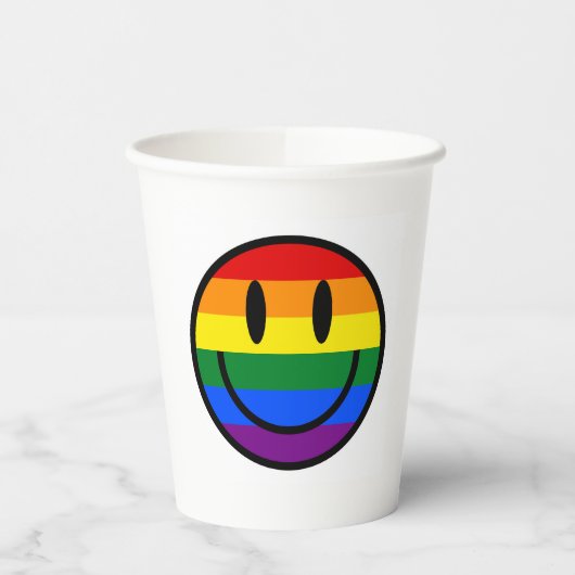 Gobelets En Papier Face souriante arc-en-ciel (Gauche)