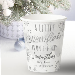 Gobelets En Papier faire-part de Baby Shower flocon de neige