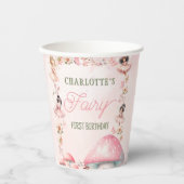 Gobelets En Papier Fairy First Mushroom House Pink Birthday Paper cup (Recto)